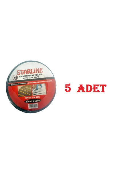 50 Mm * 15 M Yüksek Tutuşlu Kaydırmaz Bant Starline Siyah X 5 Adet ürün görseli 1