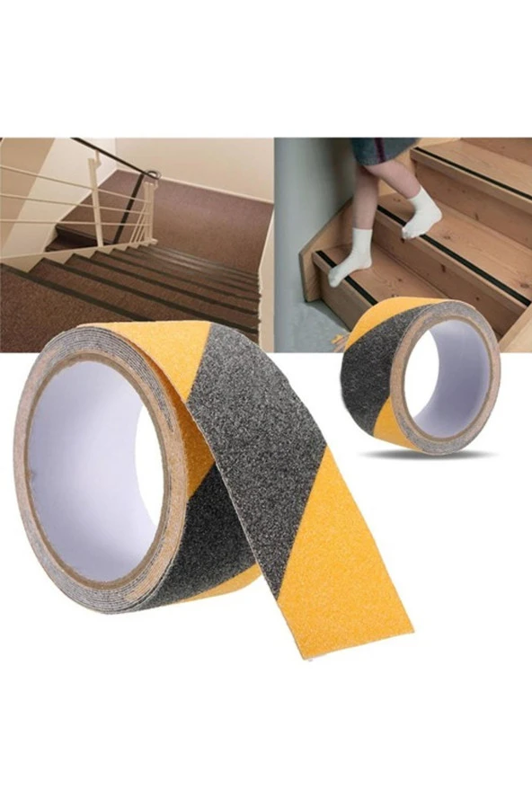 50 Mm * 15 M Kaydırmaz Bant Starline Sarı-Siyah X 10 Adet ürün görseli 1
