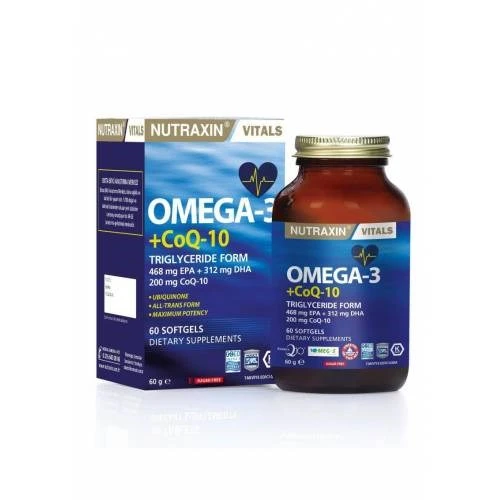 Nutraxin Omega3+CoQ-10 60 Yumuşak Kapsül ürün görseli 1