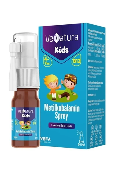 Venatura Kids B12 Metilkobalamin 5 ml 60 Puf Sprey ürün görseli 1
