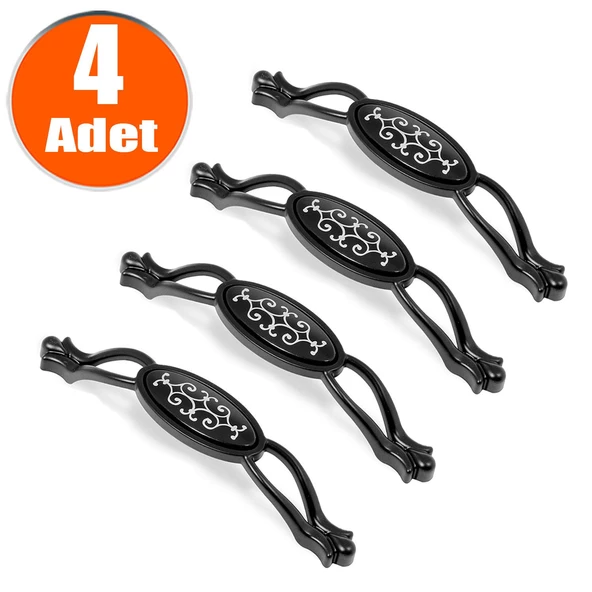 Erdem Çekmece Dolap Dolabı Kulpu Kulbu Siyah Metal Kulpları (128 MM-12.8 CM) (4 ADET) Mobilya Mutfak ürün görseli 1