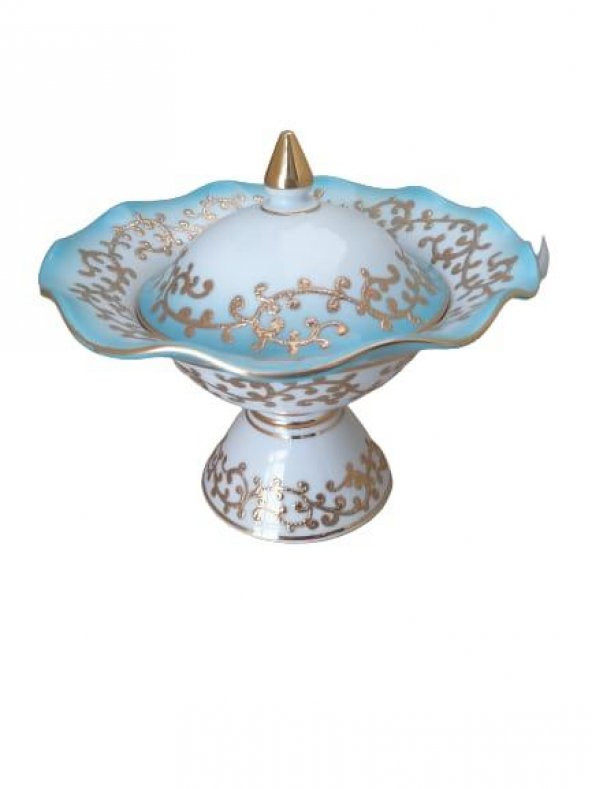 Kütahya Porselen Hanedan Şekerlik 22 cm Dekor No:3678 Turkuaz ürün görseli 1
