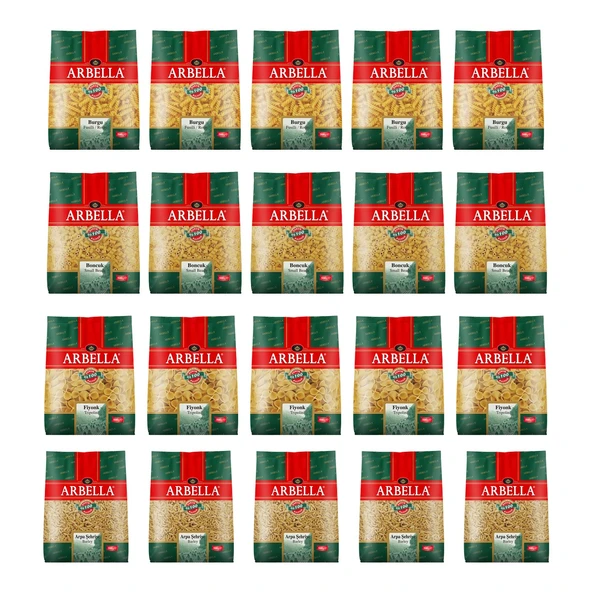 Arbella Makarna 500 gr Burgu-Boncuk-Fiyonk-Arpa 20 li Karma Paket ürün görseli 1