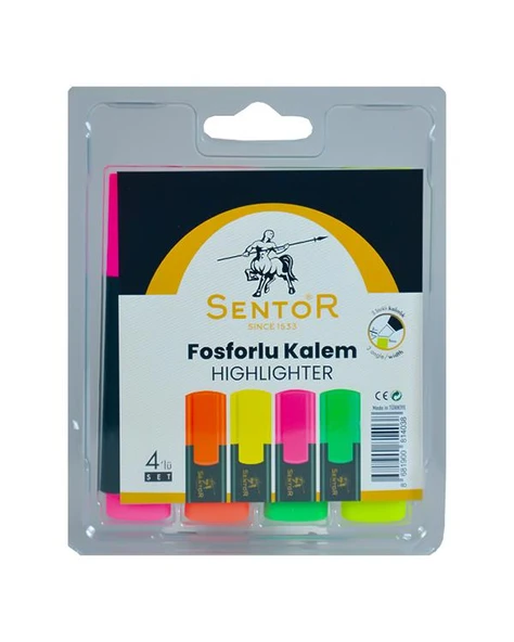 Sentor Fosforlu Kalem 4 lü Highlighter 900 ürün görseli 1