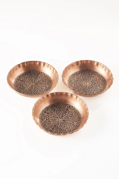 DMT COPPER HOME GAZİANTEP BAKIR ÇEREZLİK SETİ  KURUYEMİŞ  3 'LÜ SET(10cm X 2,5cm) ürün görseli 1
