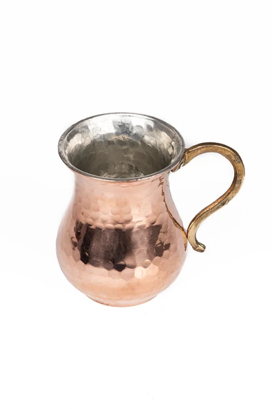 DMT Gaziantep Bakırdan El Dövmesi Su ve Ayran Bardak boy 10cm genişlik 6,1cm kalınlık 1mm kalaylı ürün görseli 1