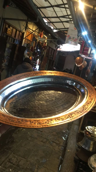Gaziantep Bakır İşlemeli-Dövmeli Sunumluk-iskender Tabak Genişlik :30cm ürün görseli 1
