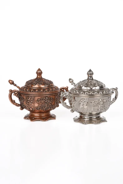 DMT COPPER HOME Gaziantep Bakır Zamak Şekerlik Kase Takımı yük:11cm Geniş:13 cm&(2'li Set takımı) ürün görseli 1