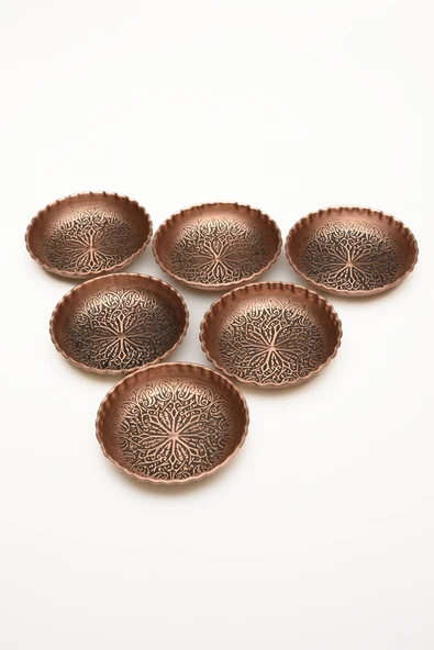 DMT  GAZİANTEP BAKIR ÇEREZLİK SETİ KURUYEMİŞ 6 'LI SET(10cm X 3cm)(32TEPSİ) ürün görseli 1