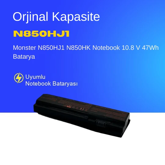 Monster N850HJ1 N850HK Notebook 10.8 V 47Wh Batarya – Orjinal Uyumlu, Yüksek Performanslı ürün görseli 1