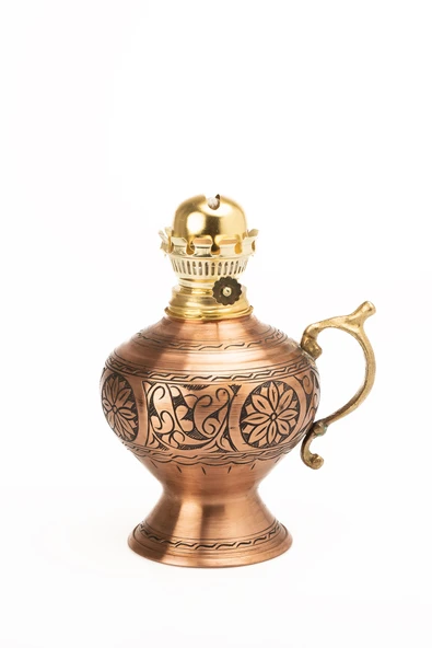 DMT Gaziantep Bakır Osmanlı Ağır El İşlemeli Gaz Lambası yük:38cm kalınlık:0,8mm ürün görseli 1