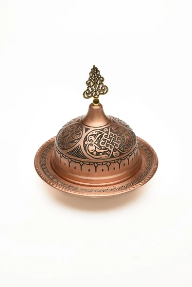 GAZİANTEP BAKIR 14 CM-12 CM EL İŞLEMESİ 1.SINIF ÖZEL KAHVE YANI SUNUMLUK LOKUMLUK-ÇEREZLİK 2'Lİ SETİ ürün görseli 1