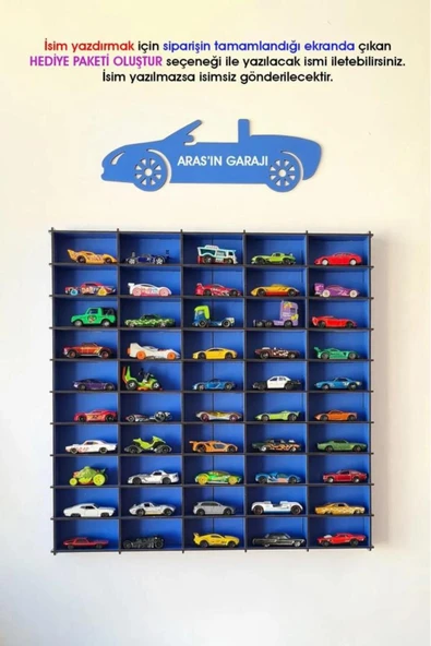 SLY-Kişiye Özel Oyuncak Araba Rafı 50'li Beyaz (hotwheels Ve Matcbox Arabaları Için Uygundur) ürün görseli 1