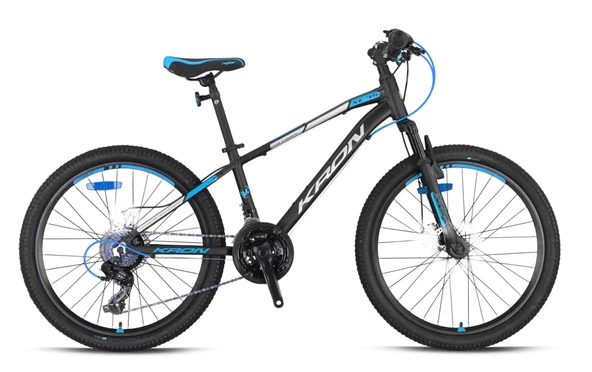 KRON XC 75 24 JANT 21 VİTES V FREN (PABUÇLU) ALÜMİNYUM DAĞ BİSİKLETİ FULL SHIMANO MAT SİYAH-GRİ/MAVİ(KRN25-039) ürün görseli 1