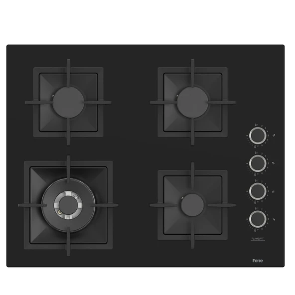 Ferre SC405 65 CM Wok Gözlü Siyah Cam Ankastre Ocak (Döküm Izgara) ürün görseli 1