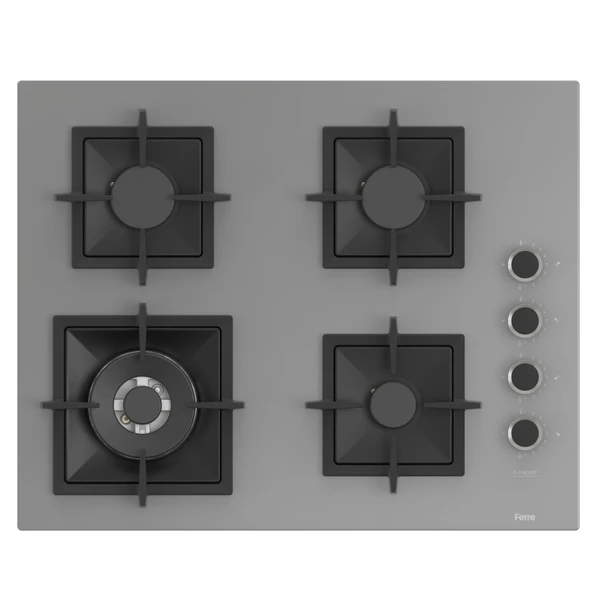 Ferre SC408 65 CM Wok Gözlü Gri Cam Ankastre Ocak (Döküm Izgara) ürün görseli 1
