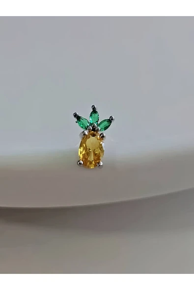 Ananas Model Kıkırdak Piercing Tragus Helix Silver Gümüş Renk Küpe ürün görseli 1