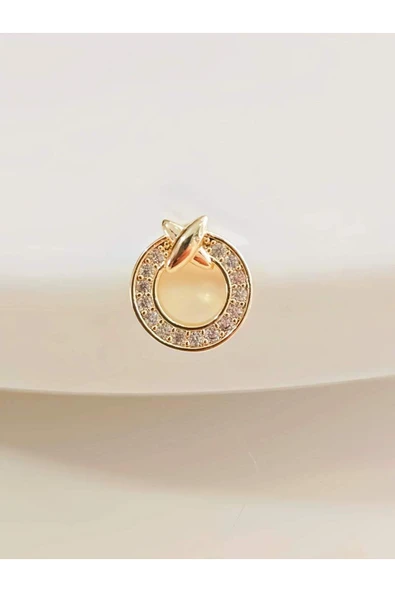 Halka X Artı  Model Kıkırdak Piercing Tragus Helix  Altın Kaplama Gold Renk Küpe ürün görseli 1