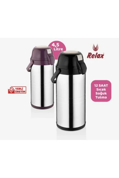 Relax 4,5 Litre  Paslanmaz  Çelik Termos Siyah Kapak (TEŞHİR) ürün görseli 1