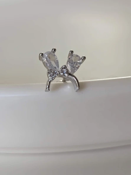 Fiyonk Kulak Model Kıkırdak Piercing Tragus Helix Silver Gümüş Renk Küpe ürün görseli 1