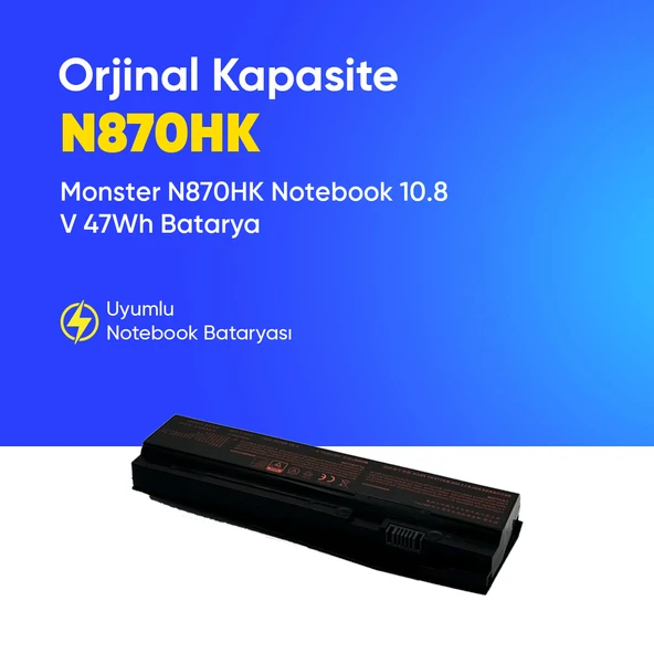 Monster N870HK Notebook 10.8 V 47Wh Batarya – Orjinal Uyumlu, Yüksek Performanslı ürün görseli 1