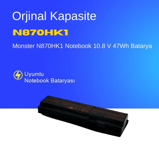 Monster N870HK1 Notebook 10.8 V 47Wh Batarya – Orjinal Uyumlu, Yüksek Performanslı ürün görseli 1