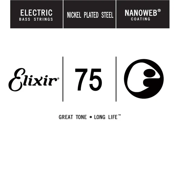 Elixir NANOWEB Coating Long Scale Tek Bas Gitar Teki (.075) - Resim 2