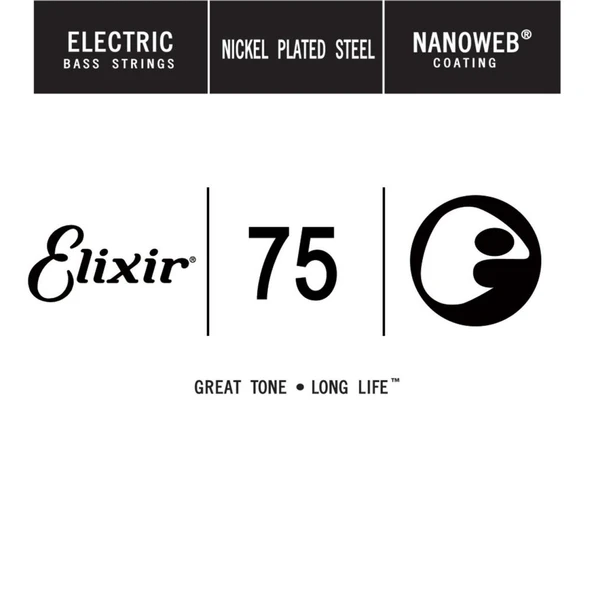 Elixir NANOWEB Coating Long Scale Tek Bas Gitar Teki (.075) ürün görseli 1