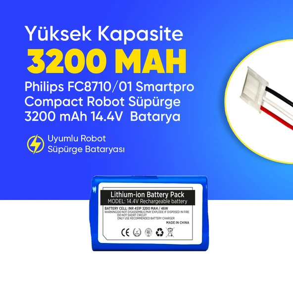 Philips FC8710/01 Smartpro Compact Robot Süpürge 3200 mAh 14.4V  Batarya – Orjinal Uyumlu Uzun Ömürlü, Yüksek Performans Pil ürün görseli 1