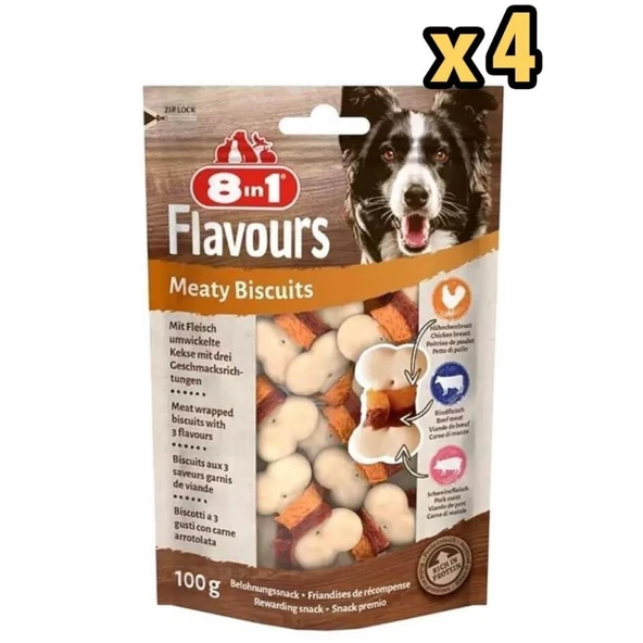 8in1 Flavours Meaty Biscuits Köpek Ödülü 85 Gr x 4 Adet ürün görseli 1