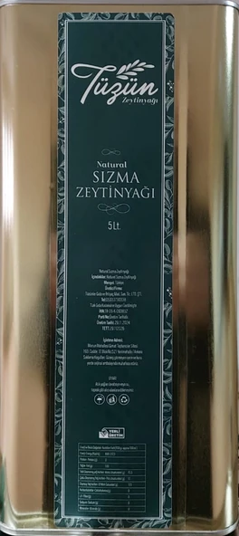 5 Lt  Teneke Tüzün Natural Sızma Zeytinyağı ürün görseli 1