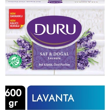 Duru Saf & Doğal Kaynaklı Lavanta 4 Adet Beyaz Kalıp Sabun 600Gr ürün görseli 1