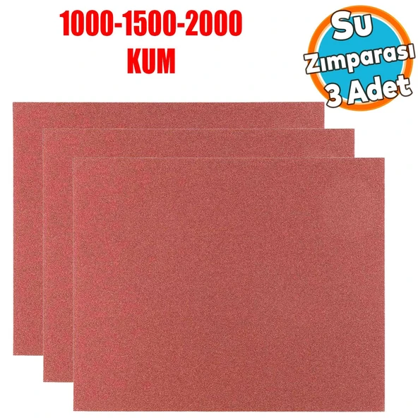 Araç Otomotiv Far Temizleme Parlatma İnce Kalın Su Zımpara Seti Kağıt 1000-1500-2000 Kum (3 Adet) ürün görseli 1