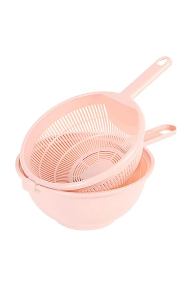 Plastik Çok Amaçlı Pratik Pirinç Makarna Sebze Süzgeci Pembe ürün görseli 1