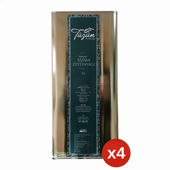 5 Lt x 4 Teneke Tüzün Natural Sızma Zeytinyağı ürün görseli 1