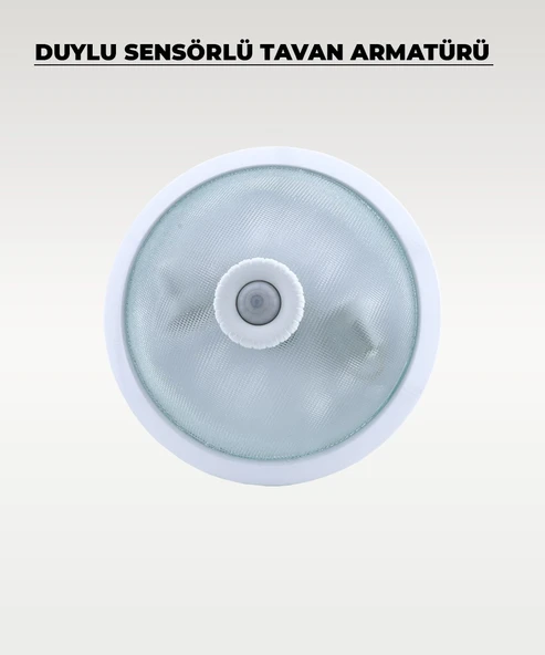 2 x E-27 Duylu Sensörlü Tavan Armatürü Cam / Metal - Resim 3