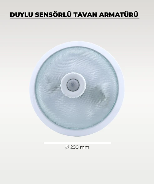 2 x E-27 Duylu Sensörlü Tavan Armatürü Cam / Metal - Resim 2