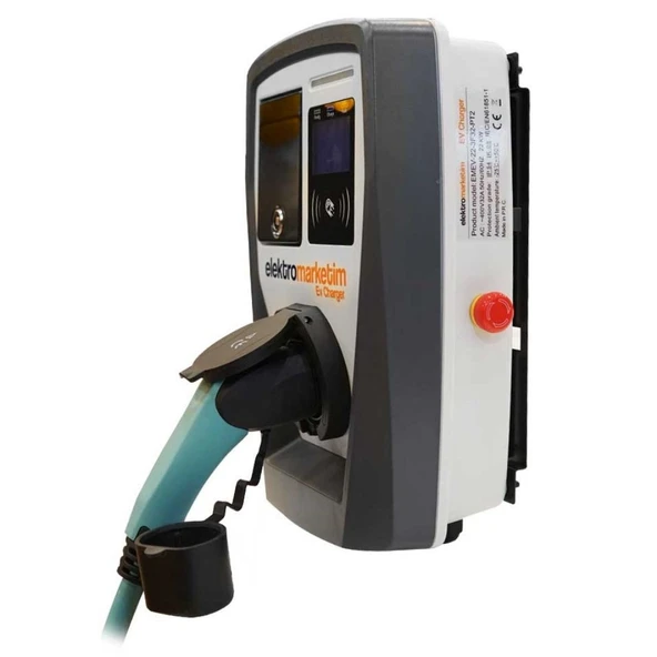 22kW 3 Faz 32A Tip 2 Soketli Elektrikli Araç Şarj İstasyonu Duvar Tipi ürün görseli 1