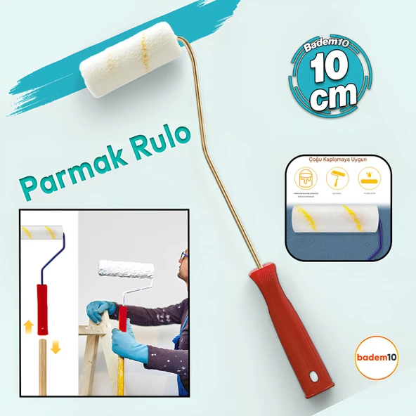 Boyacı Rulosu Yüzeyler için Saplı Duvar Boya Rulosu Fırça Saten Parmak Boyama Tadilat Rulosu 10 cm ürün görseli 1