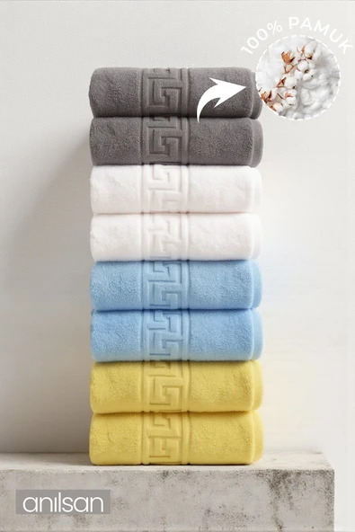 8'li Karışık Greek El Havlusu - 50x90 Cm, 225 Gr, %100 Pamuk, Spa Ve Otel Havlusu ürün görseli 1