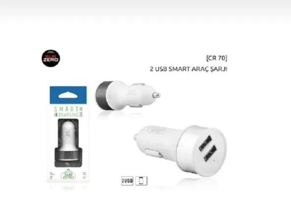 Araç Oto Çakmaklık Şarj Cr70 Çift Usb Çıkışlı Hızlı Şarj ürün görseli 1