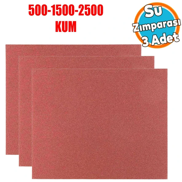 Araç Otomotiv Far Temizleme Parlatma İnce Kalın Su Zımpara Seti Kağıt 500-1500-2500 Kum (3 Adet) ürün görseli 1