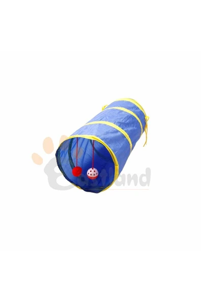 Eastland Çıngıraklı Lacivert Sarı Kedi Tüneli 25x55 Cm ürün görseli 1