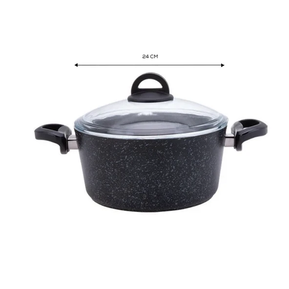 Karaca Dark Stone Bio Granit 24 cm Tencere - Resim 2