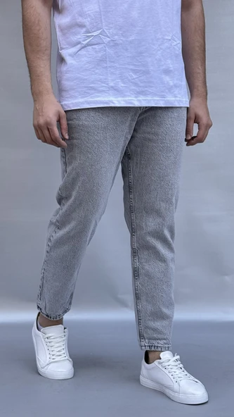 Açık Gri Yıkamalı Boyfriend Pantolon ürün görseli 1