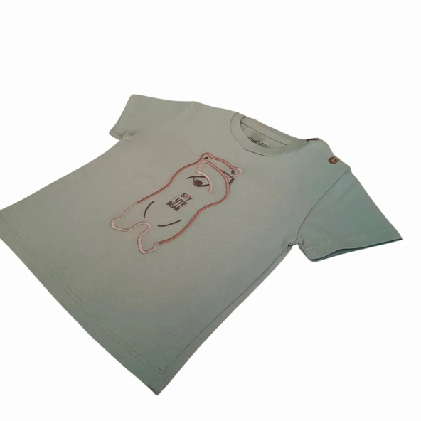 Ayıcık Nakışlı Yeşil T-shirt - Resim 3