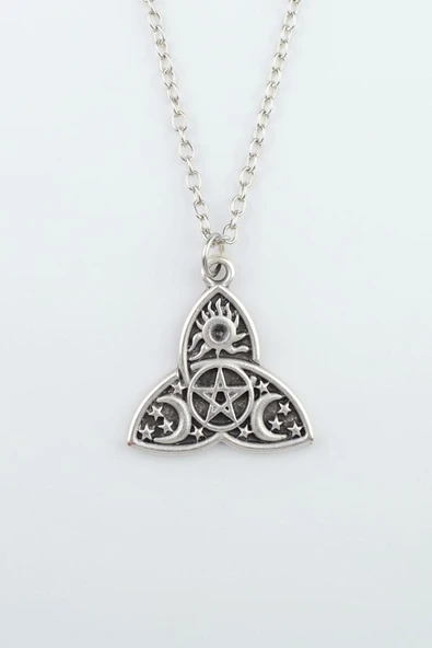 Triquetra Gümüş Kaplama Düz Zincir Kolye ürün görseli 1