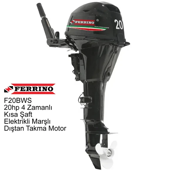 Ferrino 20 Hp 4T Dıştan Takma Motor (Model:F20BWS) Kısa Şaft Marşlı ürün görseli 1