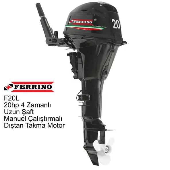 Ferrino 20 Hp 4T Dıştan Takma Motor (Model:F20BML) Uzun Şaft Manuel ürün görseli 1