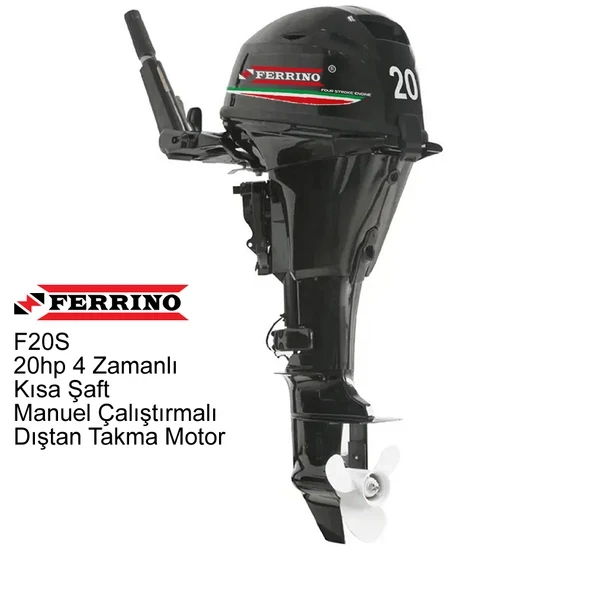 Ferrino 20 Hp 4T Dıştan Takma Motor (Model:F20BMS) Kısa Şaft Manuel ürün görseli 1